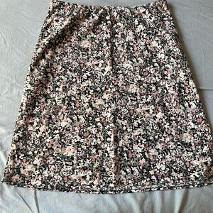 Abercrombie & Fitch Black and Pink Floral A-Line Skirt